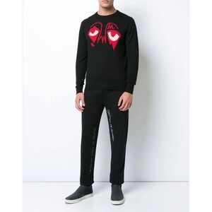 Haculla Black Eyez On Da World Wool Sweater Rare XXS Red Mens Graphic Streetwear